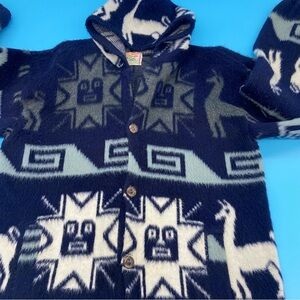 Vintage CCH Import Hoodie 100% Virgin Wool Aztec Southwest Jacket Mens